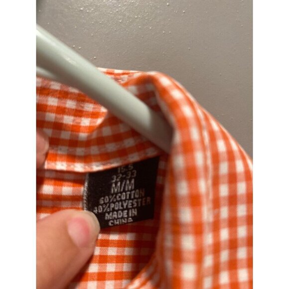Nick Graham Orange Check Button Down Shirt Men’s M 15.5 Modern Fit - Picture 3 of 5